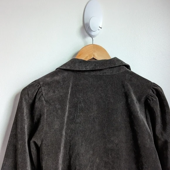 ZARA Forest Green Casual Academia Button Front Long Sleeves Mini Dress Large - Picture 4 of 14